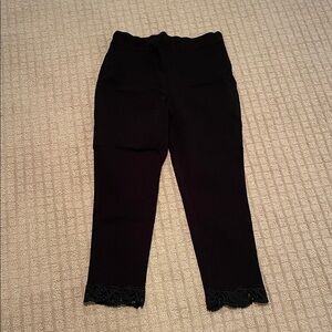 Chicos black cropped pants with lace on cuff